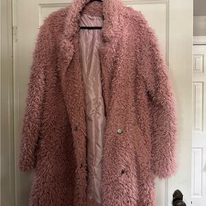 Pink Fluffy Trench Coat